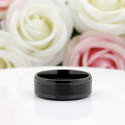 8mm Black Simple Messed Brushed Tungsten Carbide Men's Wedding Band-Black Diamonds New York
