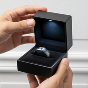 8mm Black Tungsten Wedding Band with Spiral & Red String Inlay-Black Diamonds New York