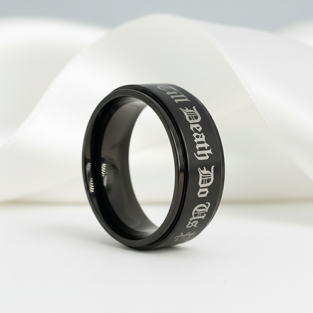 8mm Black Two-Tone Polished Tungsten Men's Wedding Band-Black Diamonds New York