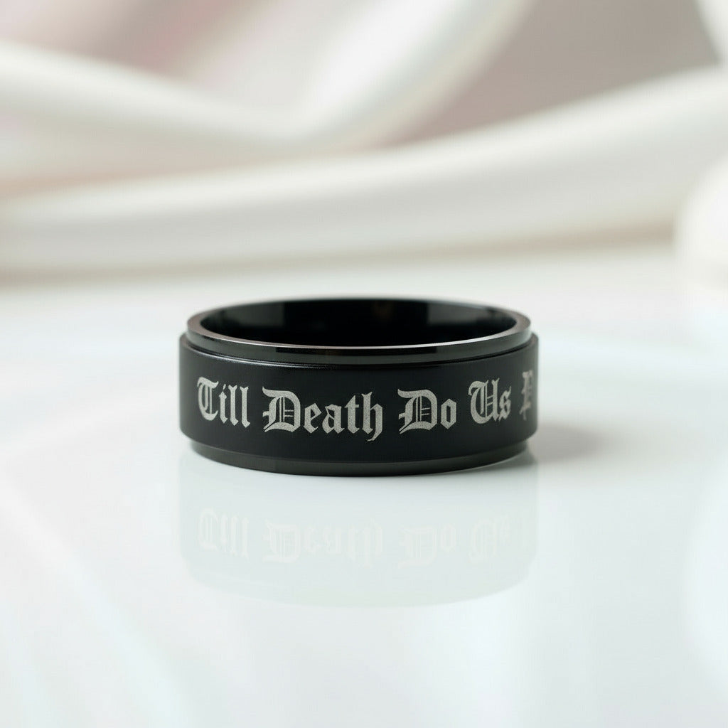 8mm Black Two-Tone Polished Tungsten Men's Wedding Band-Black Diamonds New York