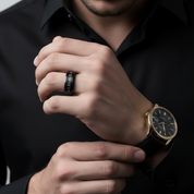 8mm Black Two-Tone Polished Tungsten Men's Wedding Band-Black Diamonds New York