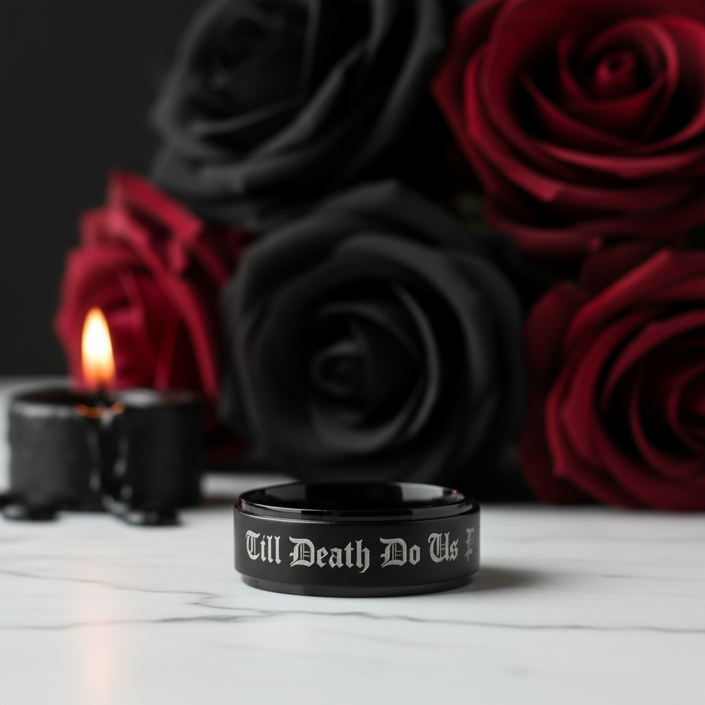 8mm Polished Black Tungsten Men's Wedding Band-Black Diamonds New York