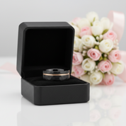 8mm Black with Rose Gold Tungsten Carbide Hammer Matte Finish Wedding Band-Black Diamonds New York