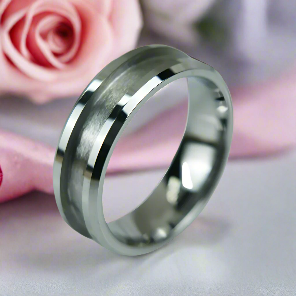 8mm Blank Inlay Tungsten Ring Band-Black Diamonds New York