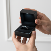 8mm Brushed Matte Black Hammered Tungsten Wedding Band with Meteorite Inlay-Black Diamonds New York