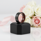 8mm Carbon Fiber Shell And Rosewood Men's Wedding Band-Black Diamonds New York