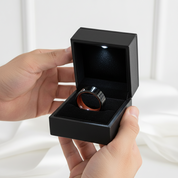 8mm Carbon Fiber Shell And Rosewood Men's Wedding Band-Black Diamonds New York