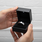 8mm Classic Stainless Steel Flat Wedding Band-Black Diamonds New York