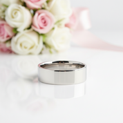 8mm Classic Stainless Steel Flat Wedding Band-Black Diamonds New York