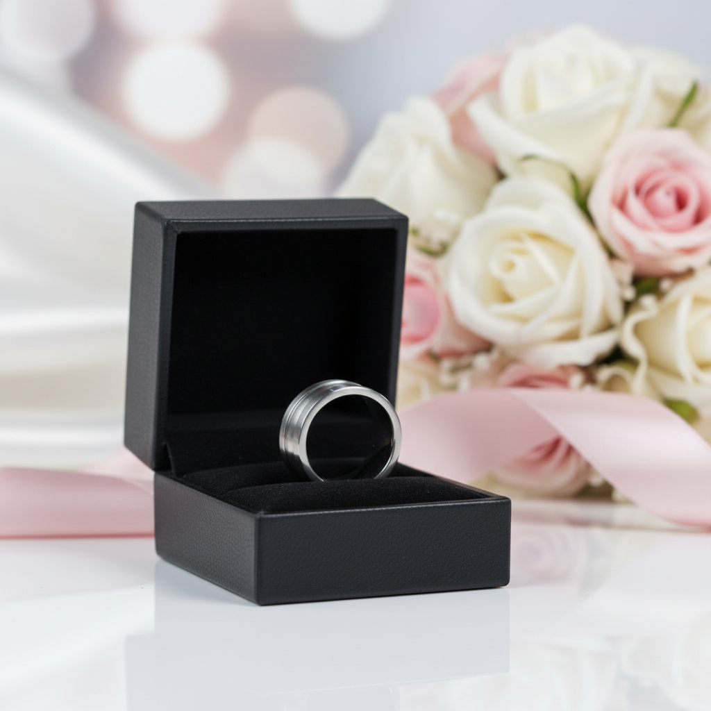 8mm Cobalt Chrome Tungsten Wedding Band-Black Diamonds New York