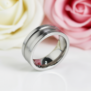 8mm Cobalt Chrome Tungsten Wedding Band-Black Diamonds New York