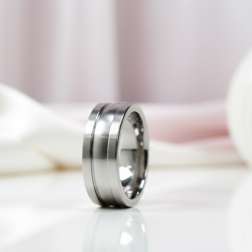 8mm Cobalt Chrome Tungsten Wedding Band-Black Diamonds New York