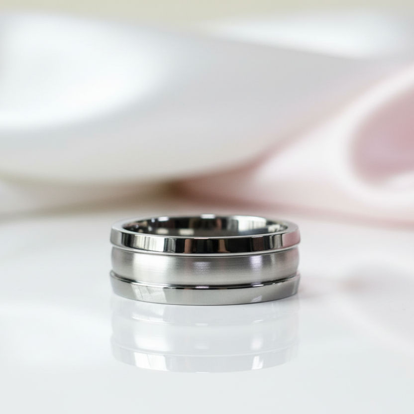 8mm Cobalt Chrome Tungsten Wedding Band-Black Diamonds New York