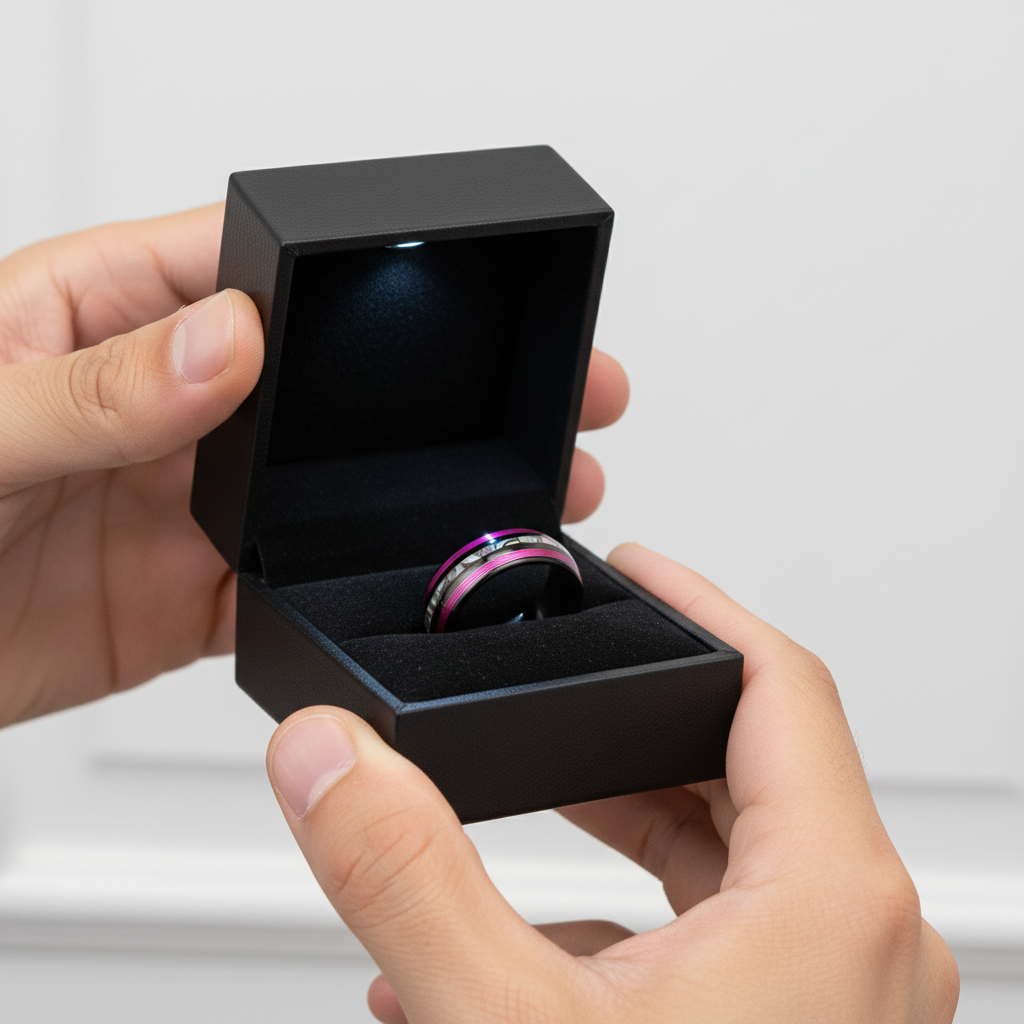 8mm Dome Black Tungsten Wedding Band with String & Abalone Inlay-Black Diamonds New York