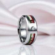 8mm Dome Men's Wedding Band with Diamond Option & Antler Inlay-Black Diamonds New York