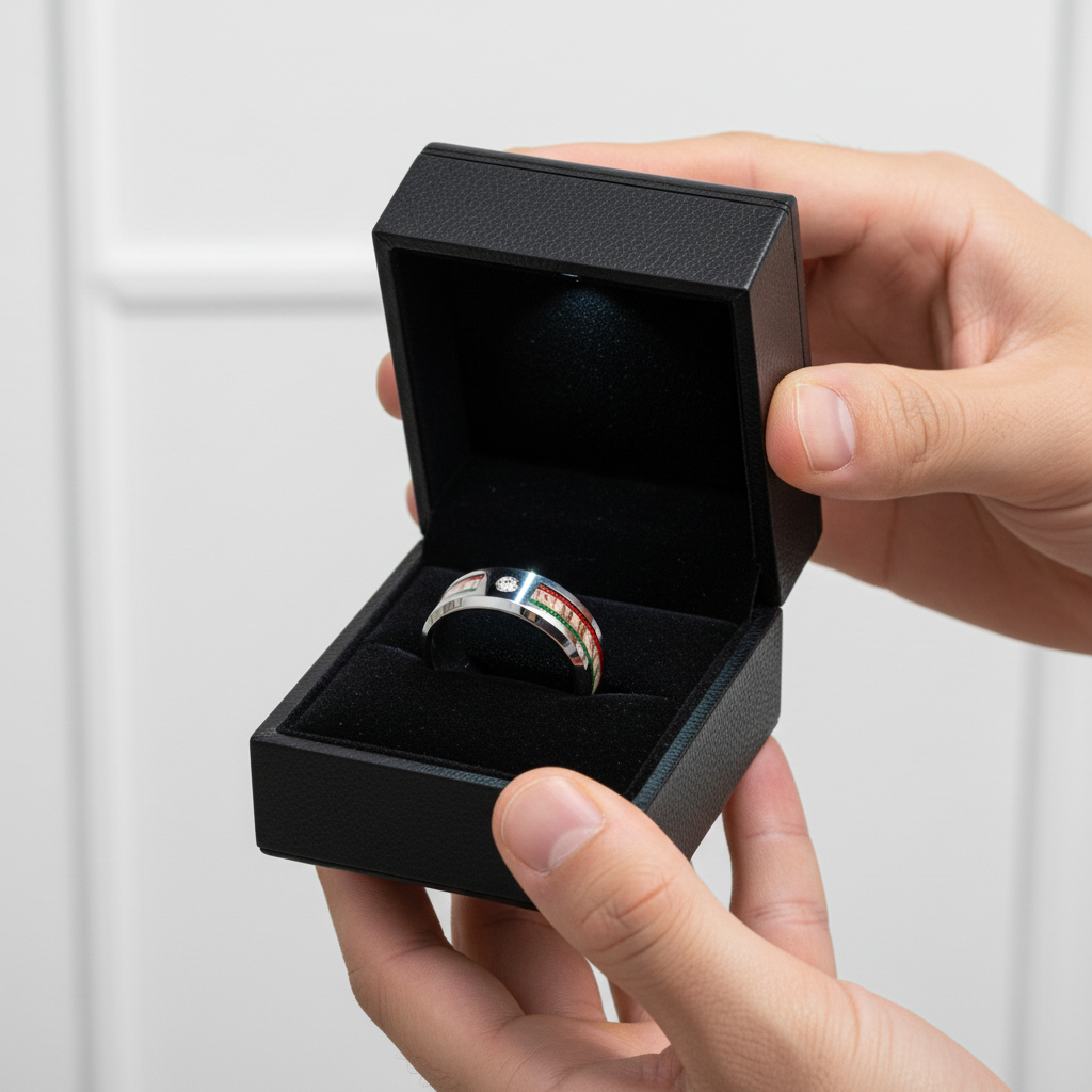 8mm Dome Men's Wedding Band with Diamond Option & Antler Inlay-Black Diamonds New York