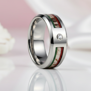 8mm Dome Men's Wedding Band with Diamond Option & Antler Inlay-Black Diamonds New York