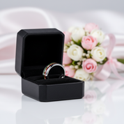 8mm Dome Men's Wedding Band with Diamond Option & Antler Inlay-Black Diamonds New York