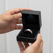 8mm Dome Polished Tungsten Wedding Band with Meteorite Inlay-Black Diamonds New York