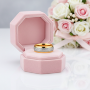 8mm Dome Polished Tungsten Wedding Band with Meteorite Inlay-Black Diamonds New York