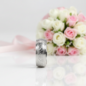 8mm Engraved Men's Wedding Band-Black Diamonds New York