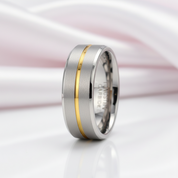 8mm Gold Stripe Tungsten Wedding Band-Black Diamonds New York