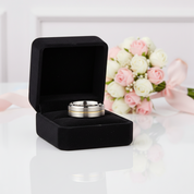 8mm Gold Stripe Tungsten Wedding Band-Black Diamonds New York