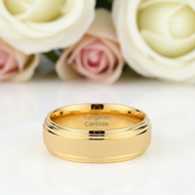 8mm Gold Tungsten Carbide Men's Wedding Ring-Black Diamonds New York