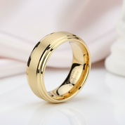 8mm Gold Tungsten Carbide Men's Wedding Ring-Black Diamonds New York