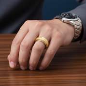 8mm Gold Tungsten Carbide Men's Wedding Ring-Black Diamonds New York