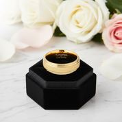 8mm Gold Tungsten Carbide Men's Wedding Ring-Black Diamonds New York