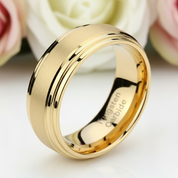 8mm Gold Tungsten Carbide Men's Wedding Ring-Black Diamonds New York