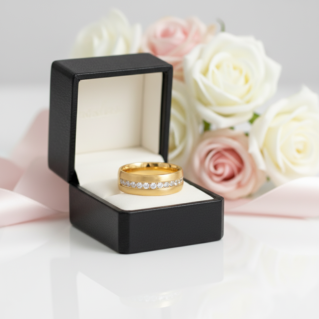 8mm Half Eternity Diamond Option Hammered Wedding Band-Black Diamonds New York
