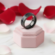 8mm Matte Black Hammered Tungsten Wedding Band with Blue Sandstone Inlay-Black Diamonds New York