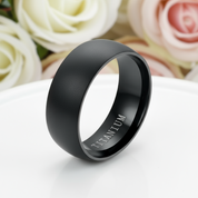 8mm Men's Black Titanium Wedding Band-Black Diamonds New York