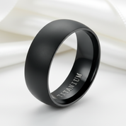 8mm Men's Black Titanium Wedding Band-Black Diamonds New York