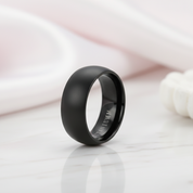 8mm Men's Black Titanium Wedding Band-Black Diamonds New York