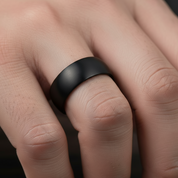 8mm Men's Black Titanium Wedding Band-Black Diamonds New York