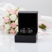 8mm Men's Classic Black Stainless Steel Wedding Band-Black Diamonds New York