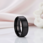 8mm Men's Classic Black Stainless Steel Wedding Band-Black Diamonds New York