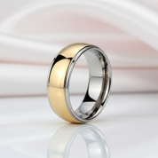 8mm Men's Tungsten Carbide Smooth Gold Ring-Black Diamonds New York