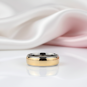 8mm Men's Tungsten Carbide Smooth Gold Ring-Black Diamonds New York