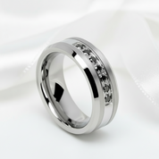 8mm Men's Tungsten Carbide Wedding Band With Black Diamond-Black Diamonds New York