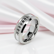 8mm Men's Tungsten Carbide Wedding Band With Black Diamond-Black Diamonds New York