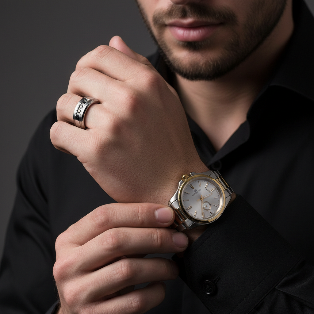 8mm Men's Tungsten Carbide Wedding Band With Black Diamond-Black Diamonds New York