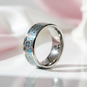 8mm Men's Tungsten Wedding Band with Gear Wheel & Blue Carbon Fiber Inlay-Black Diamonds New York