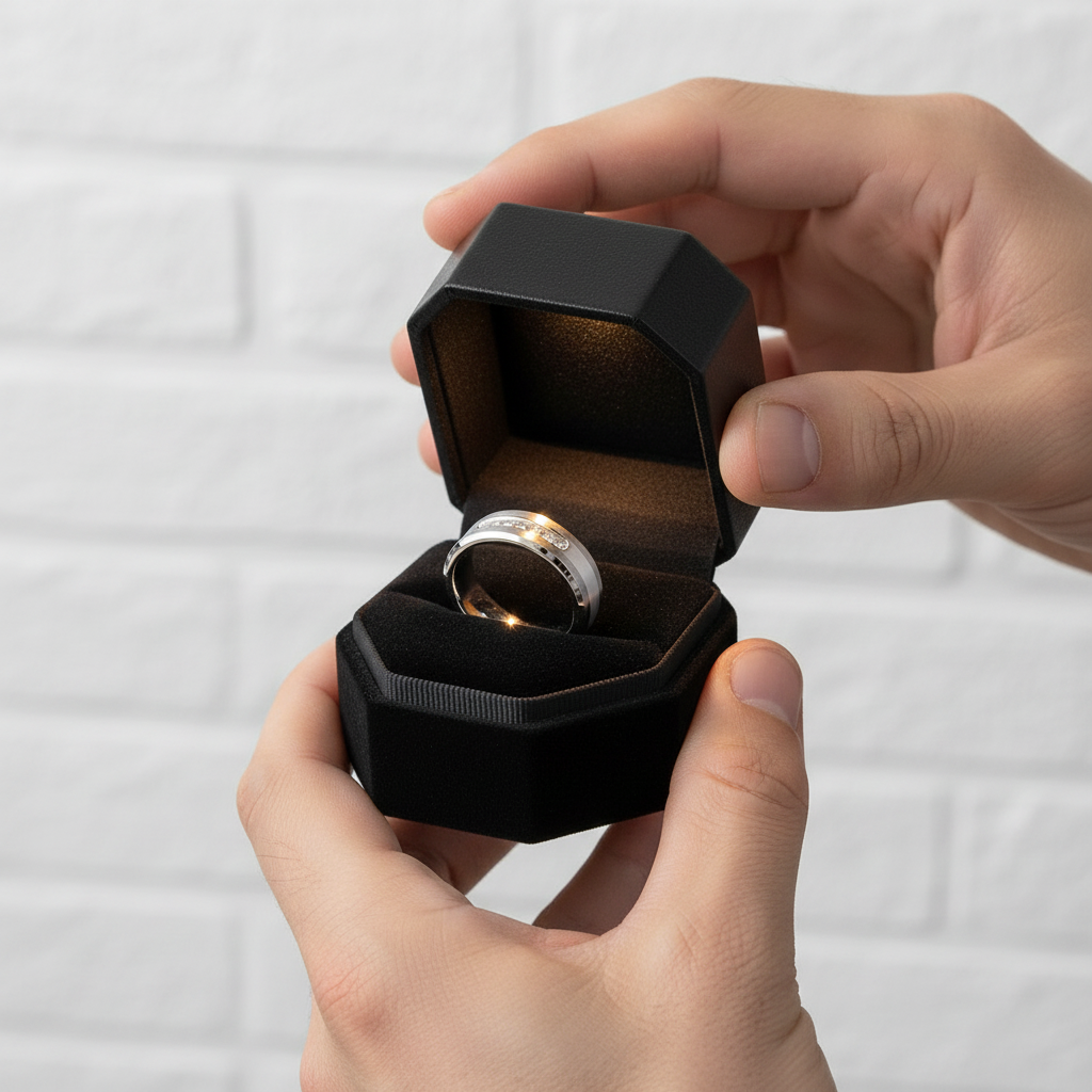 8mm Tungsten Carbide Men's Wedding Band-Black Diamonds New York