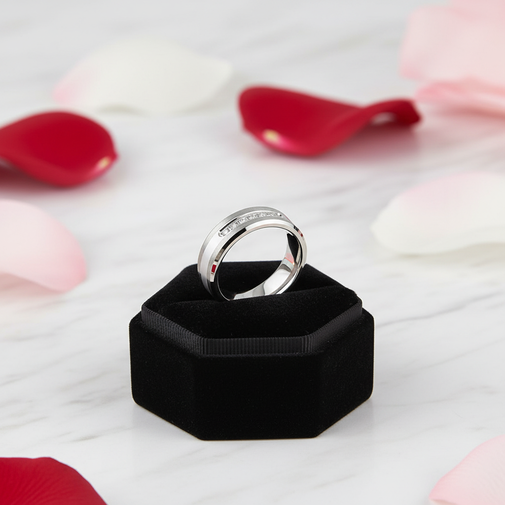 8mm Tungsten Carbide Men's Wedding Band-Black Diamonds New York