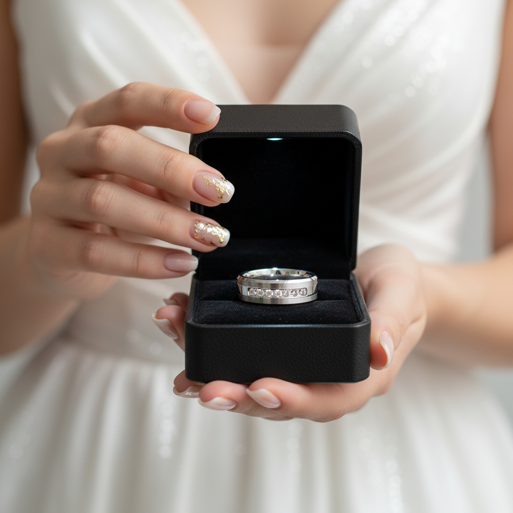 8mm Men's Wedding Band Tungsten Carbide-Black Diamonds New York