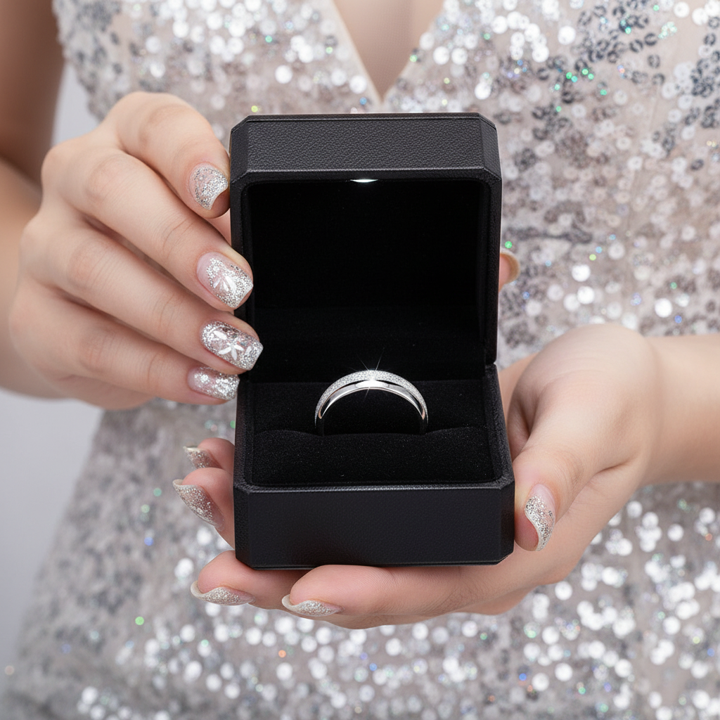 8mm Men's Wedding Band with Meteorite Inlay-Black Diamonds New York